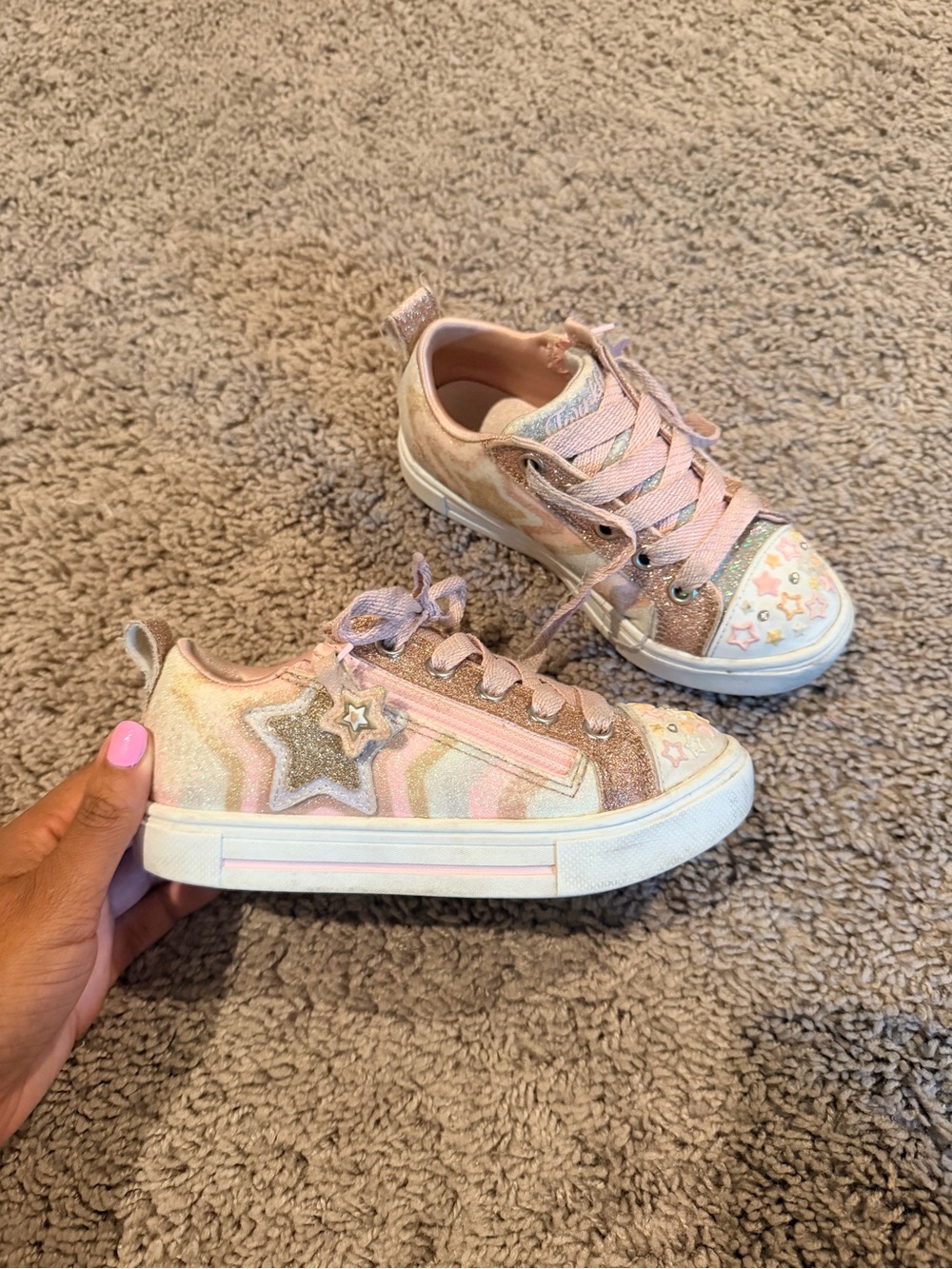 Skechers Kids Pink Glitter Star Sneakers